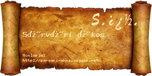 Sárvári Ákos névjegykártya